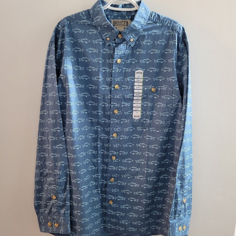 NWT Duluth‎ Trading BBQ Long Sleeve Button Down Shirt Men's Size LT Large Tall